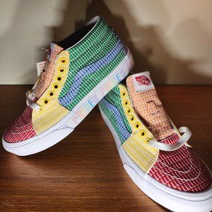 NWT VANS SK8-Mid Canvas (Pride) Multi/ White Men (6.5)/ Women (8.0)